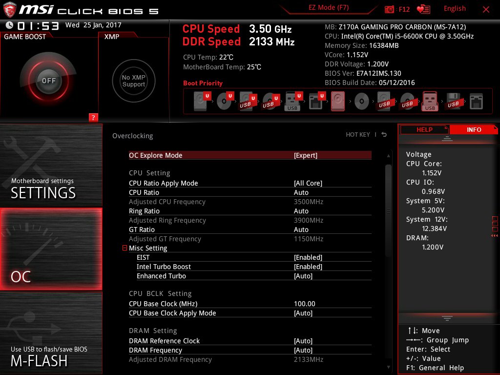 MSI Z170A Gaming Pro Carbon UEFI